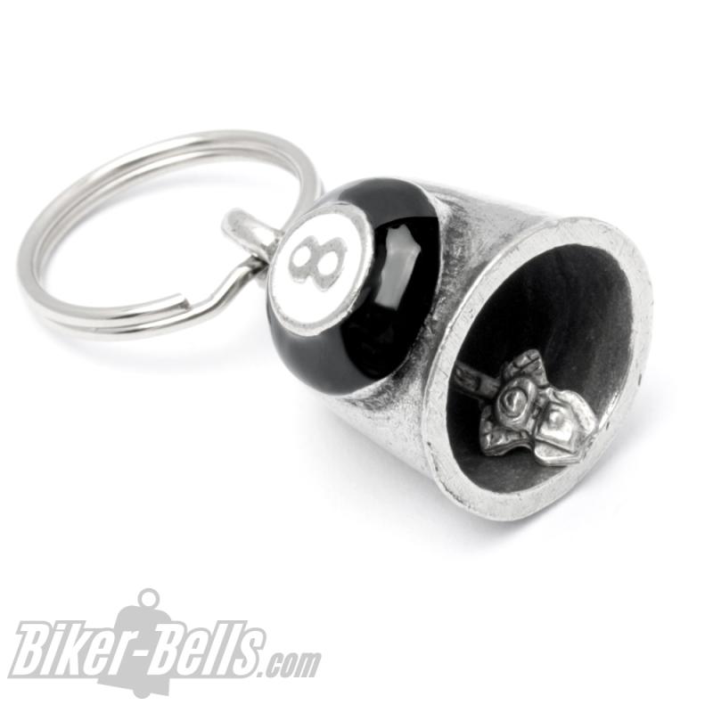 8 Ball Biker-Bell schwarze Acht Billard Kugel Glücksbringer Geschenk Gremlin Bell